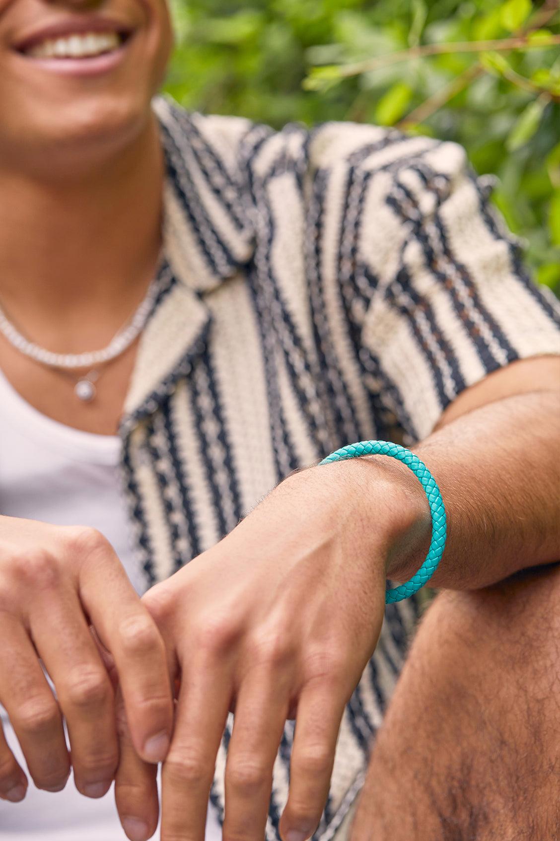 Mens Leather Single Plaited Bracelet