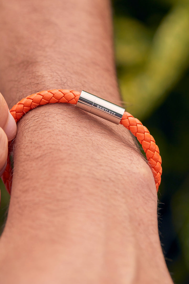 Mens Leather Single Plaited Bracelet