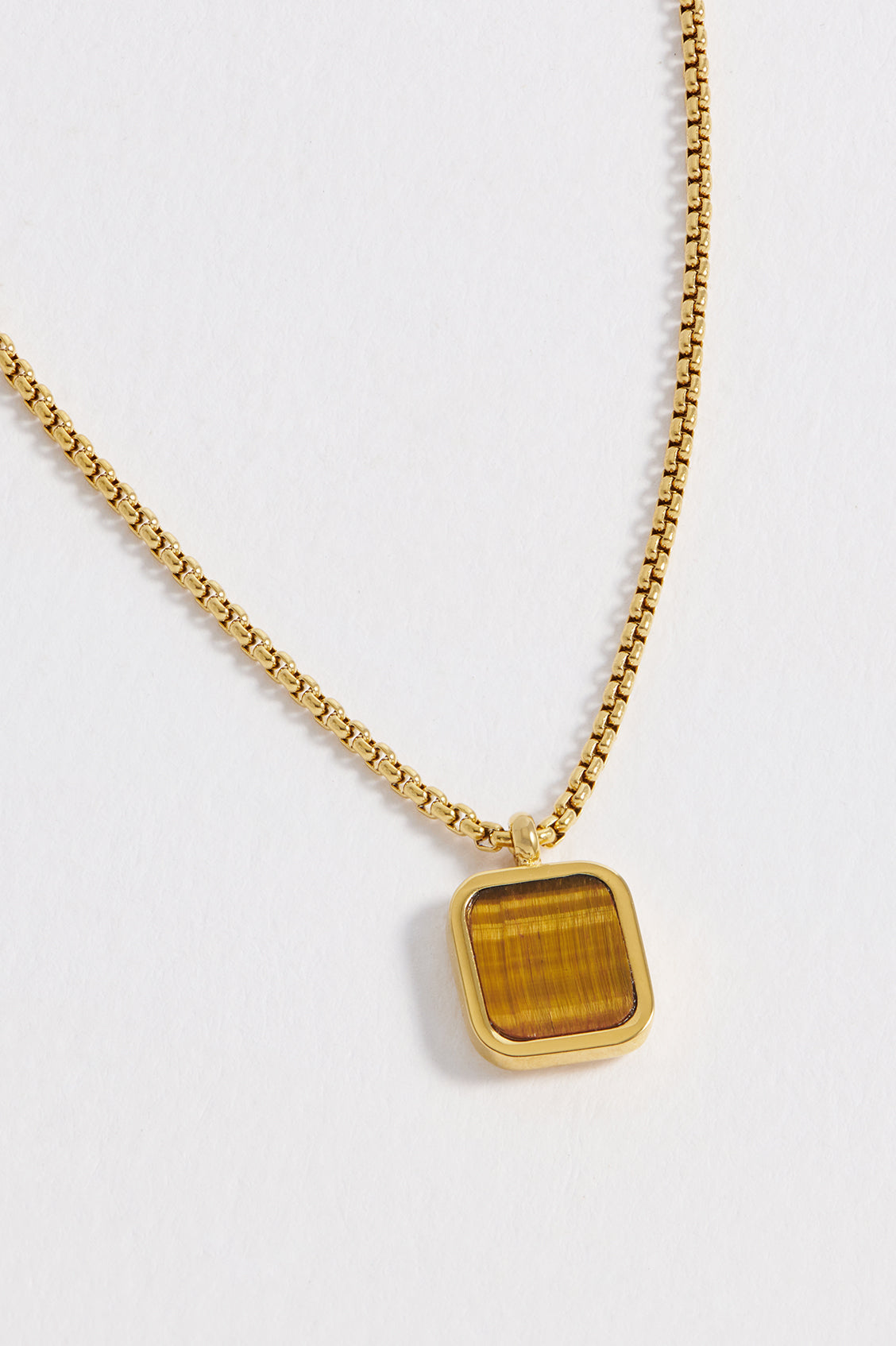 Mens Square Gemstone Pendant Necklace