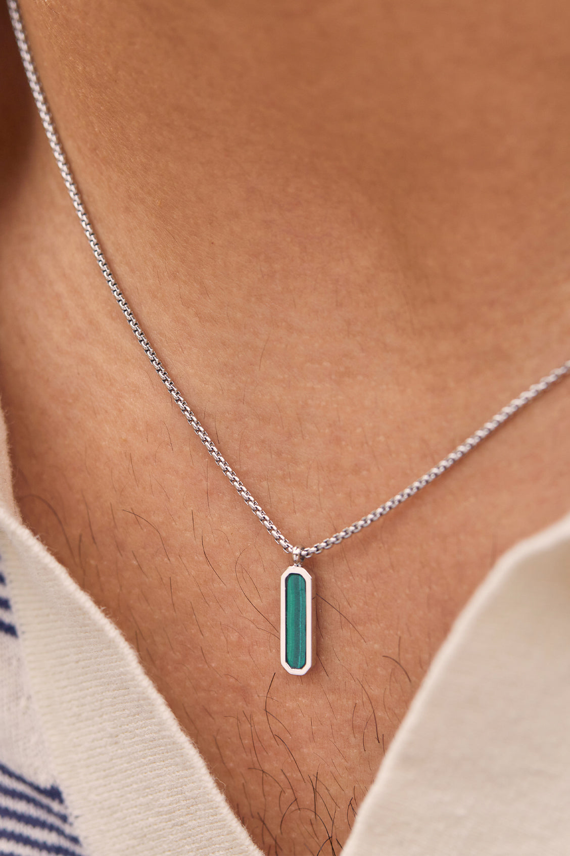 Mens Gemstone Tag Pendant Necklace