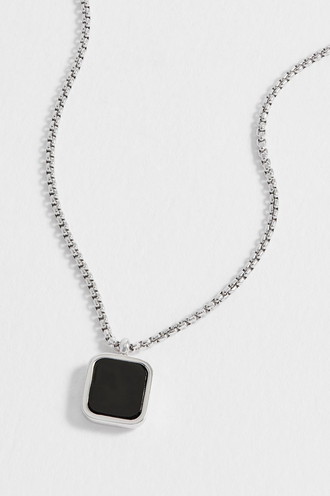 Mens Square Gemstone Pendant Necklace