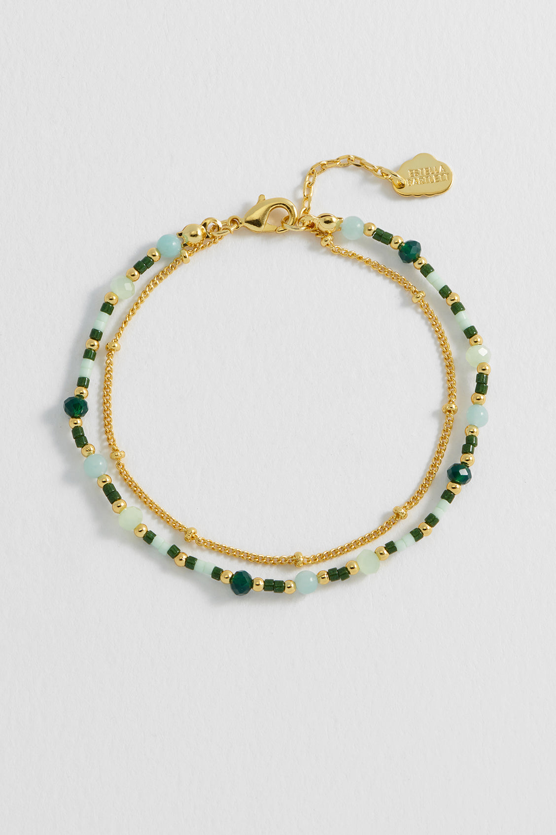 Mini Green Gemstone Duo Chain Bracelet