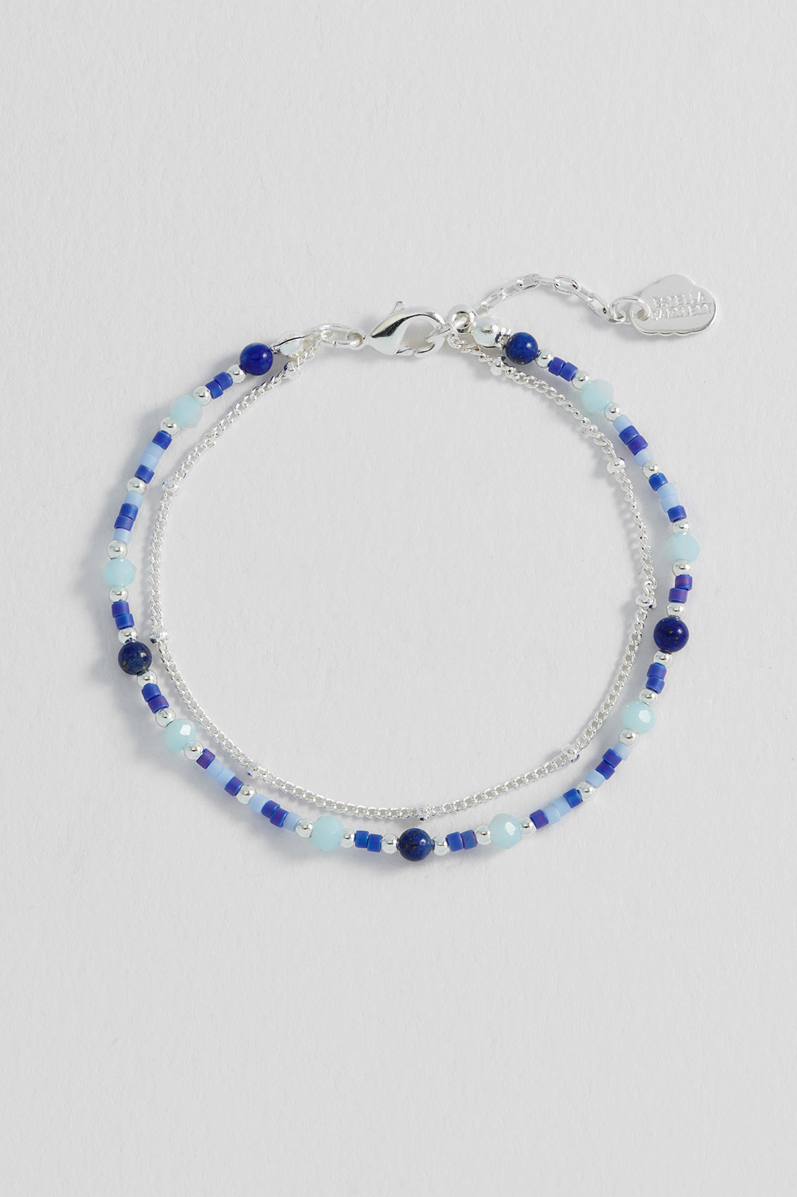 Mini Blue Gemstone Duo Chain Bracelet