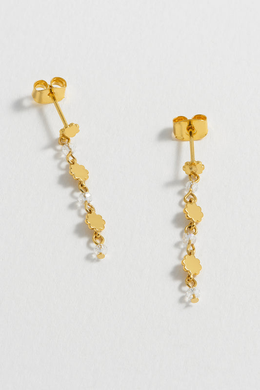 Triple Flower Crystal Drop Earrings