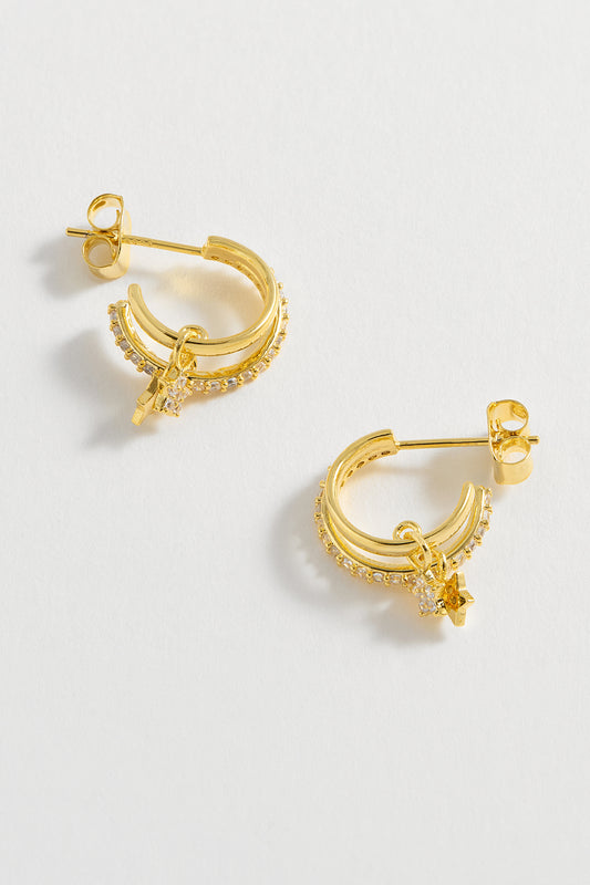 Duo Pave Star Hoops
