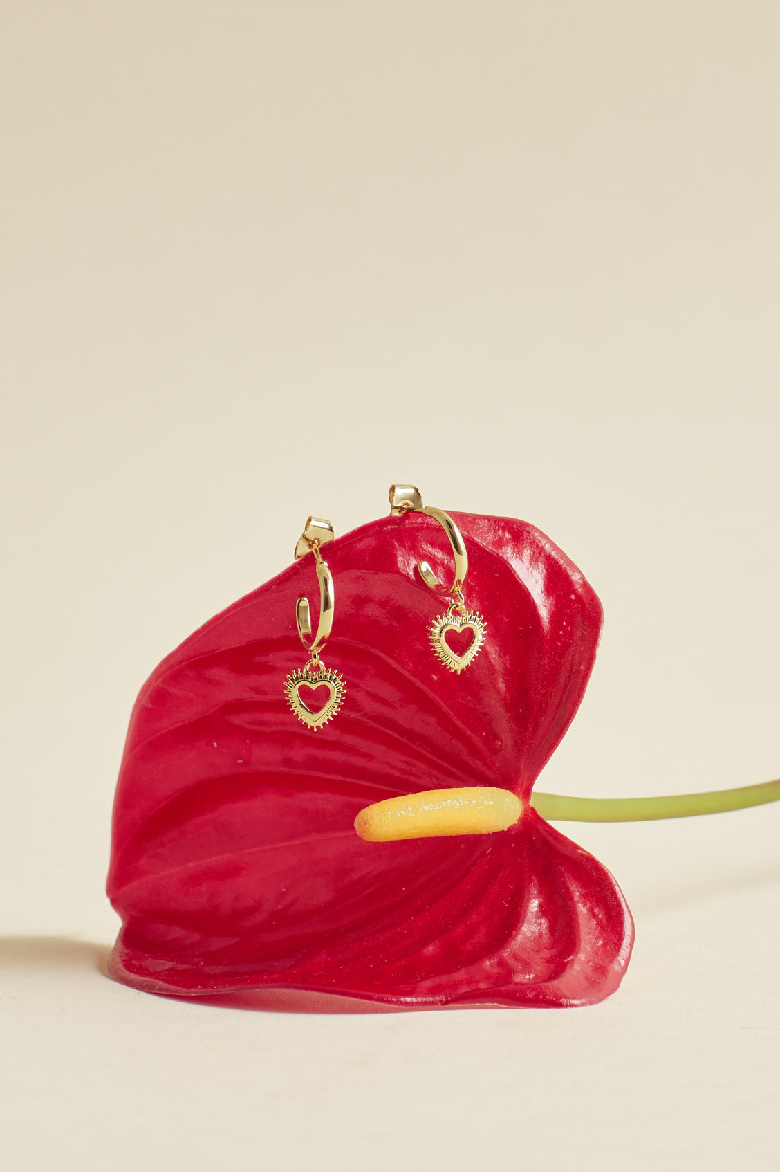 Heartburst Drop Hoop Earrings