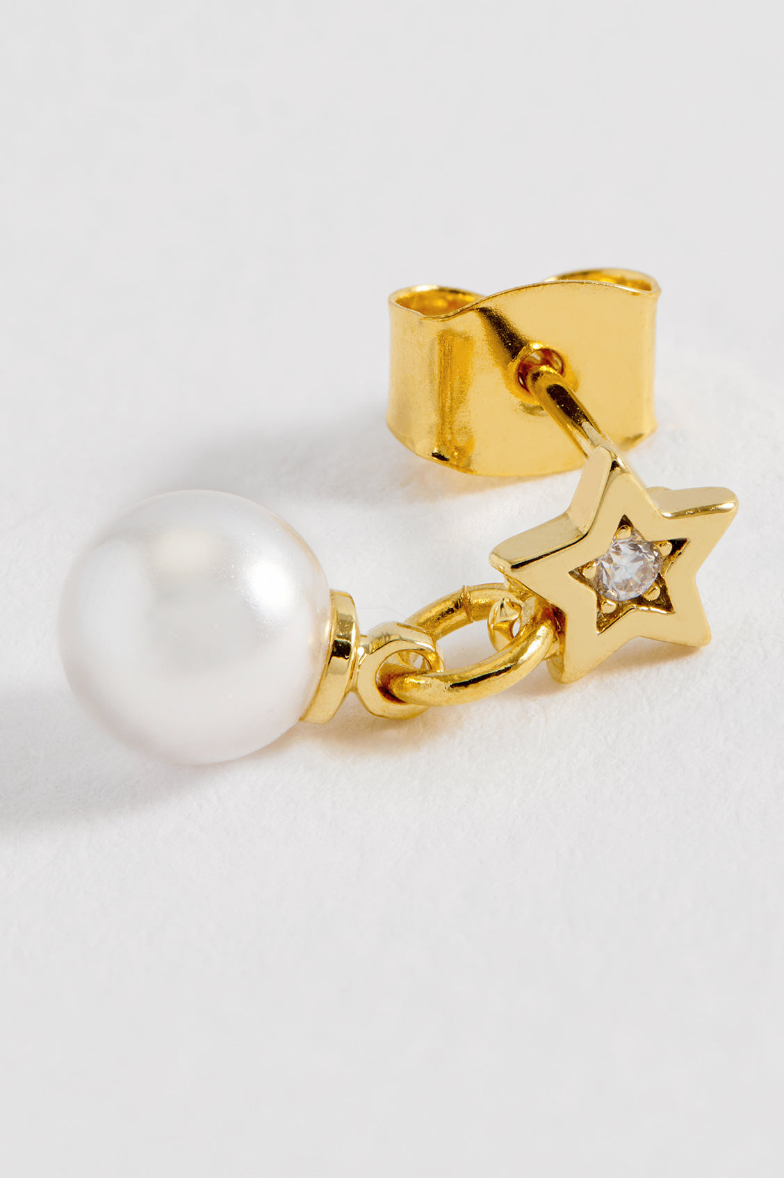 Pearl and CZ Star Drop Stud Earrings