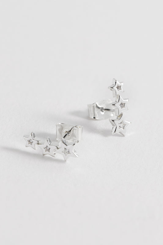 CZ Star Crawler Stud Earrings