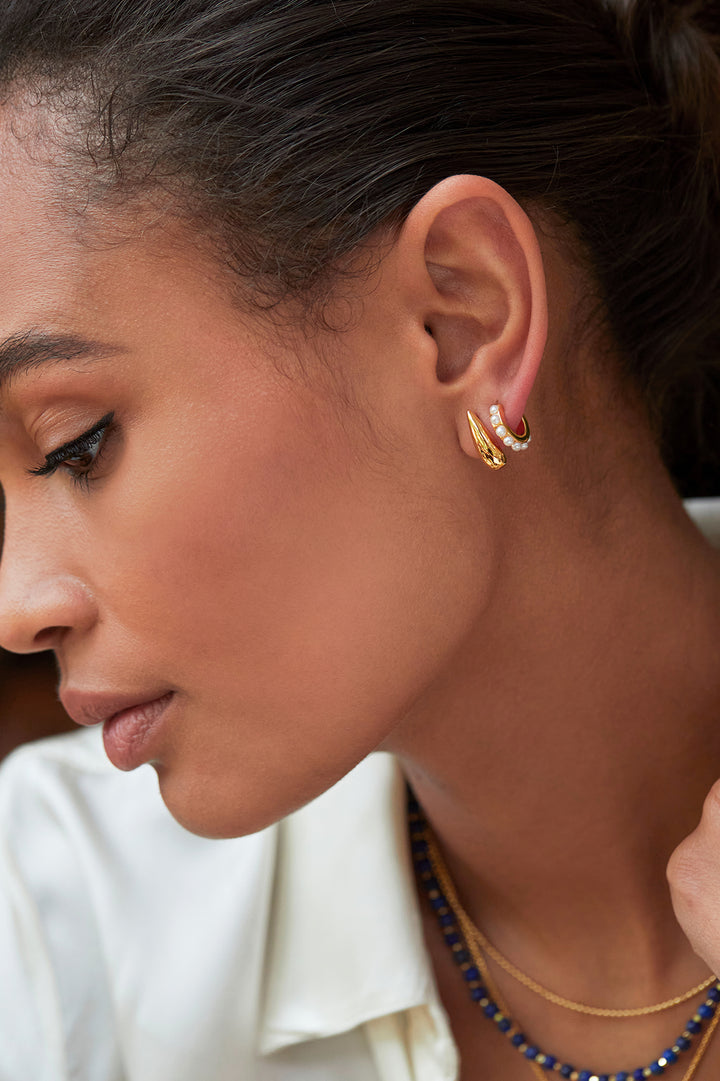 Illusion Pearl and Droplet Hoop Earrings