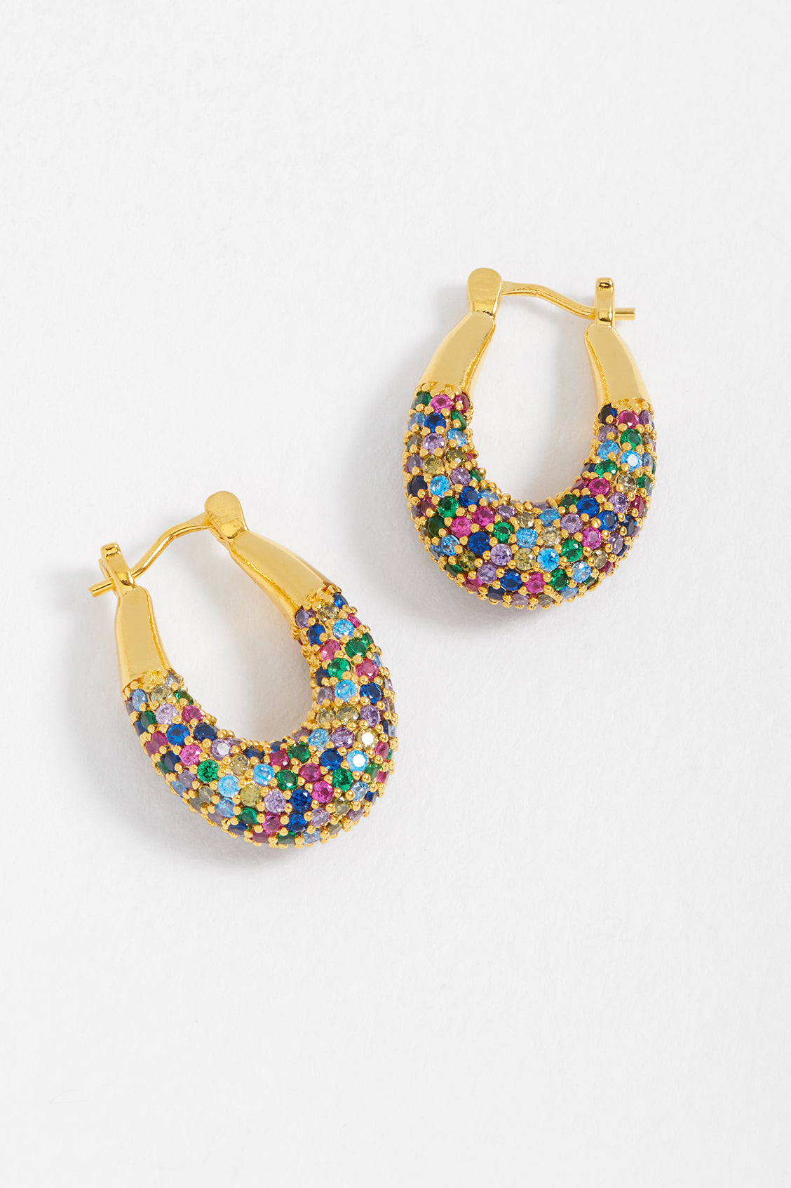 Rainbow CZ Chubby Oval Hoops