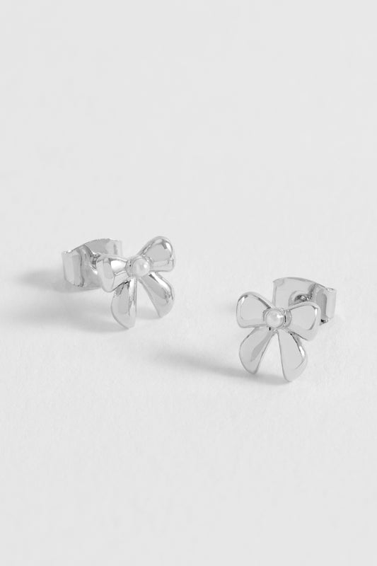 Pearl Bow Stud Earrings