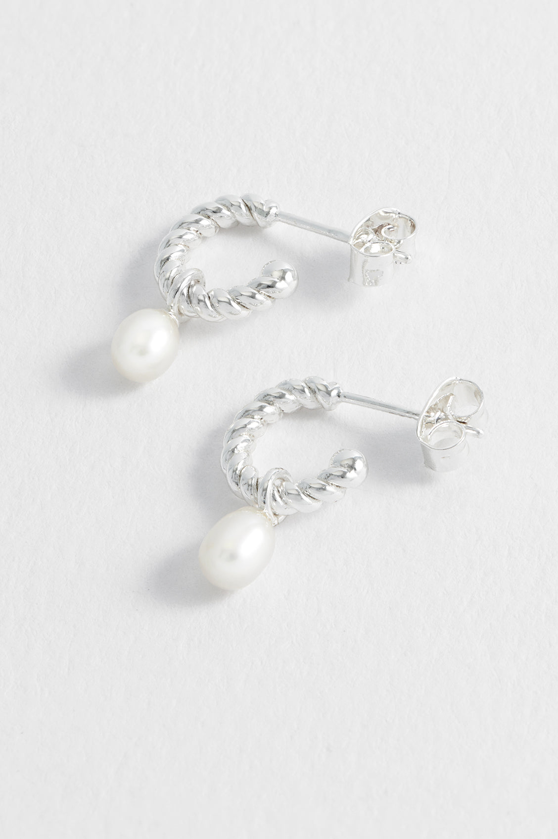 Pearl Drop And Twist Hoop Earrings