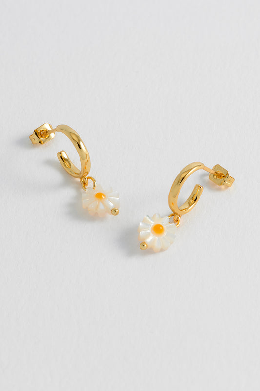 Flower Shell Hoop Earrings