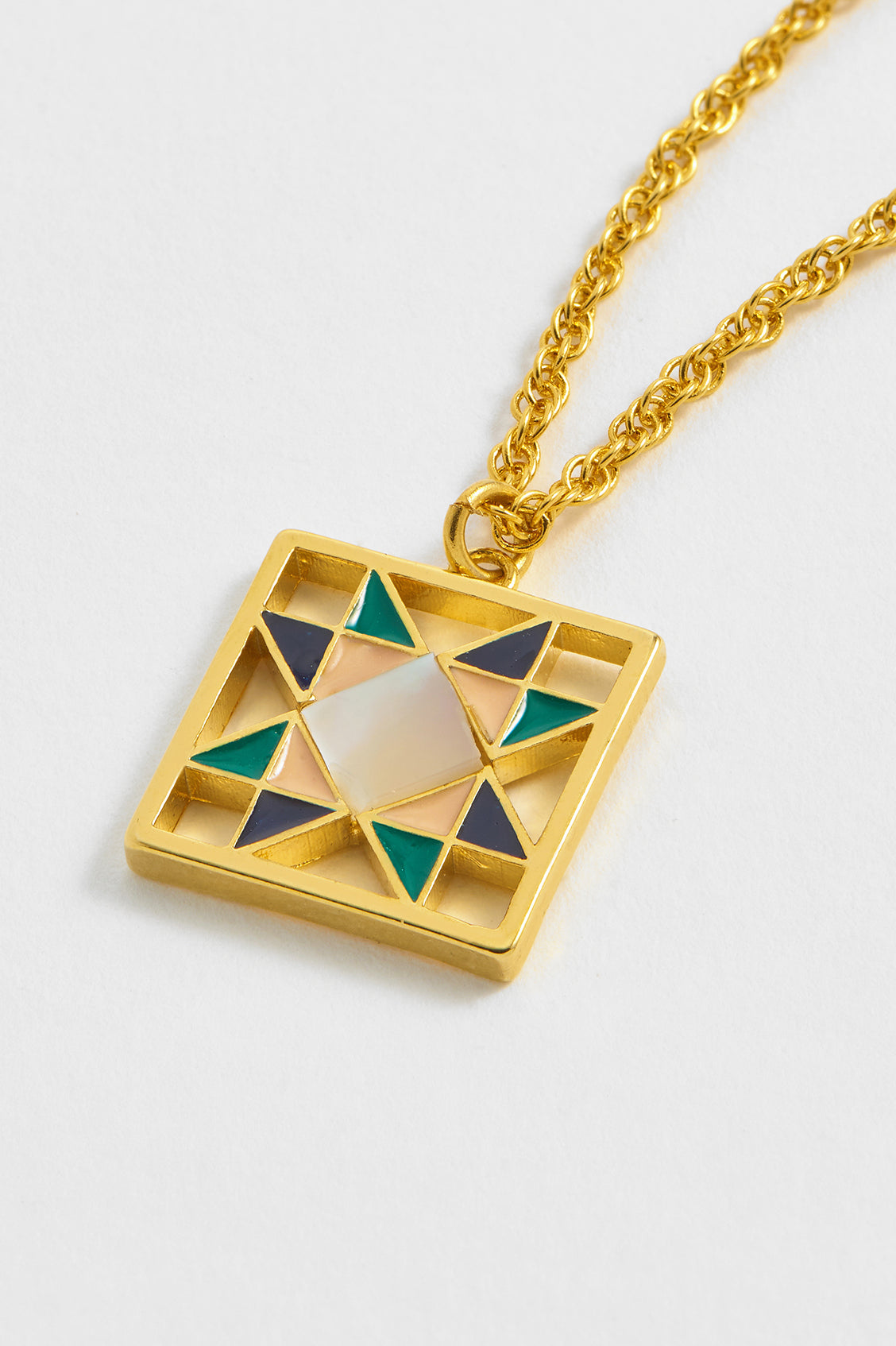 Quilted Square Pendant Necklace
