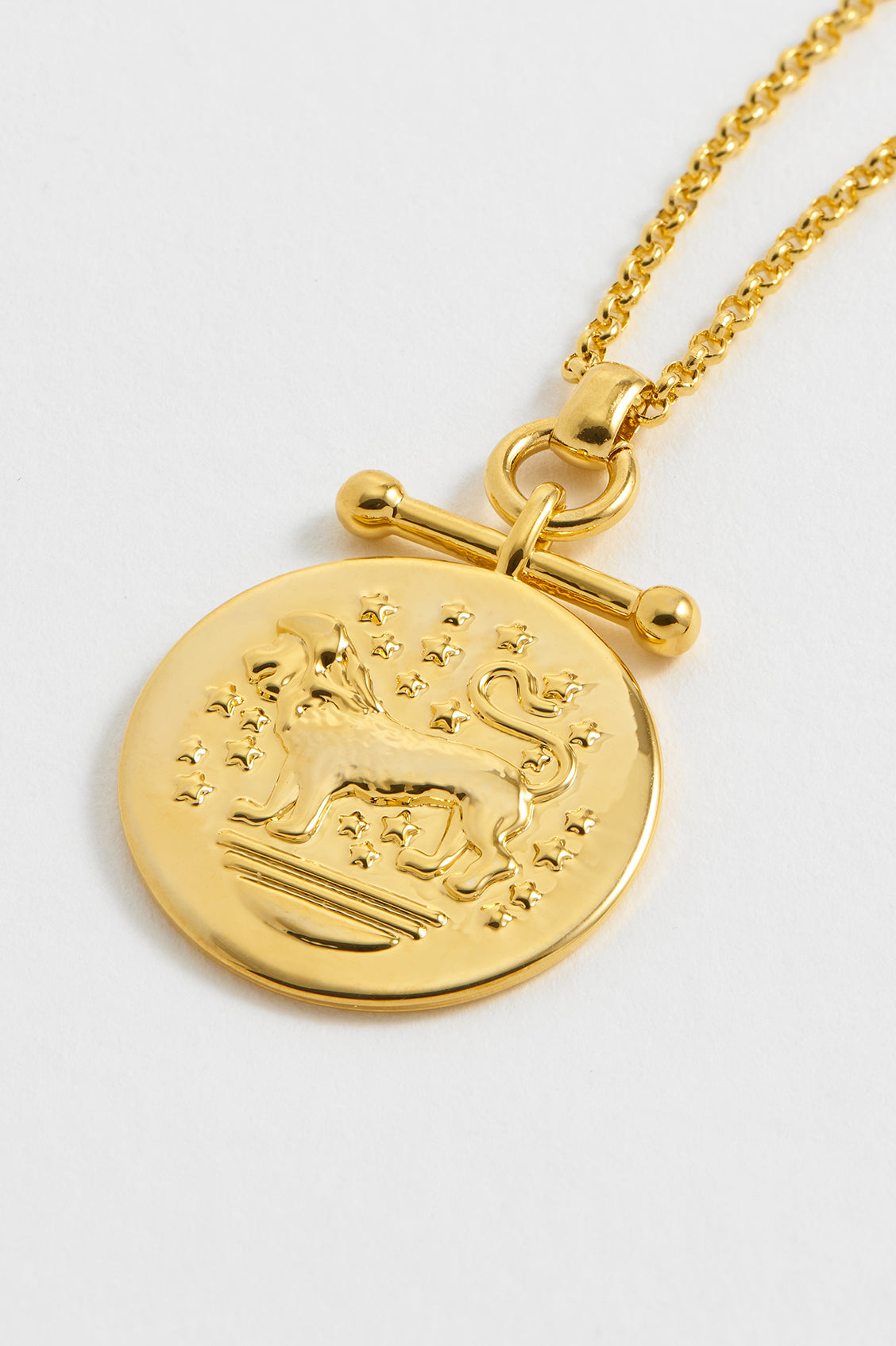 Lion Coin T-Bar Necklace