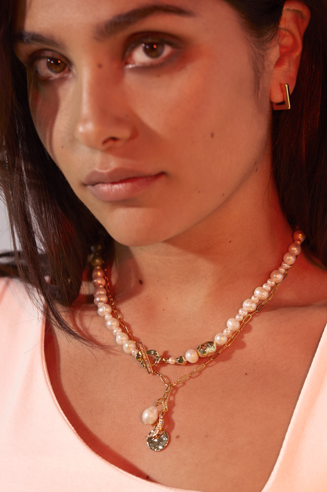 Pearl T-Bar Necklace