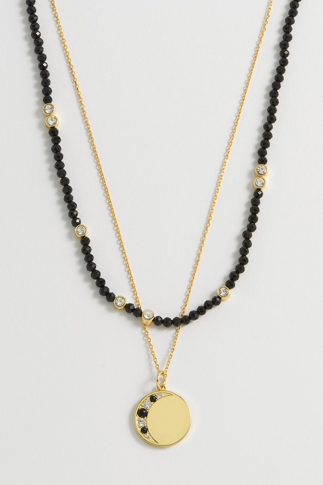 Double Chain Moon Necklace