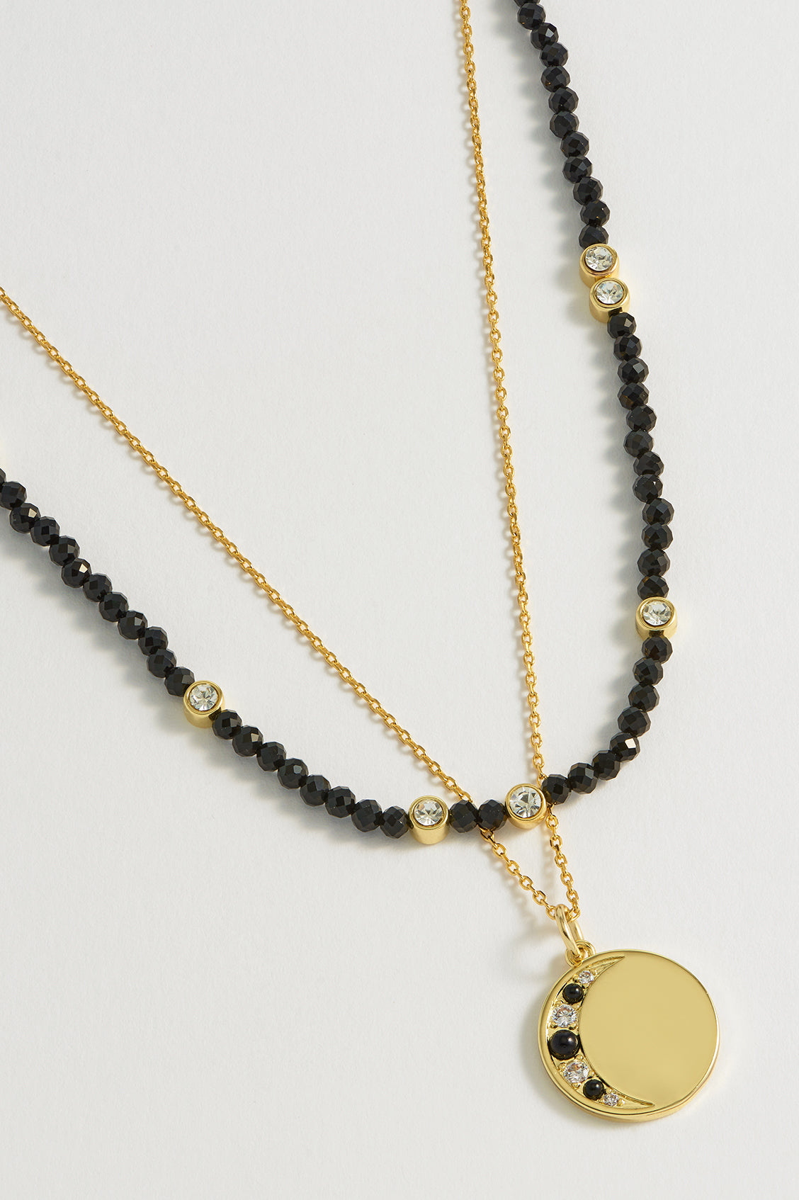 Double Chain Moon Necklace
