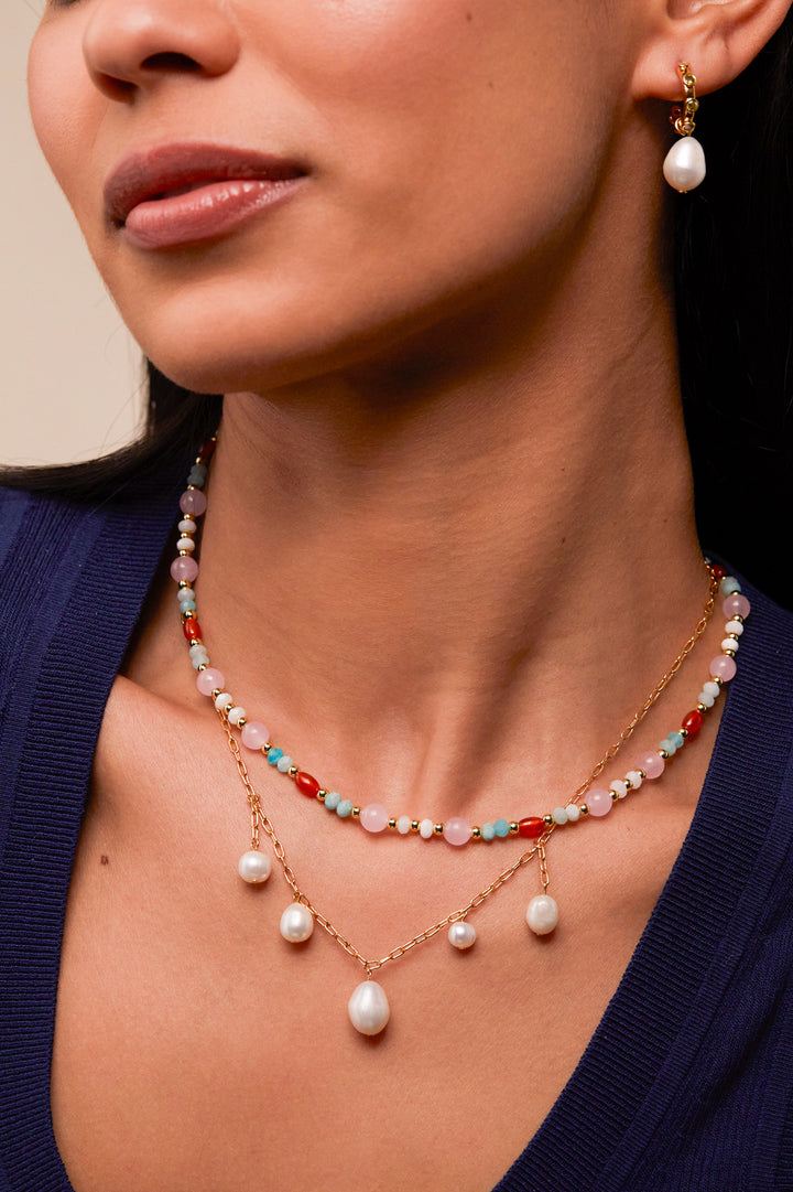 Gemstone T-Bar Necklace