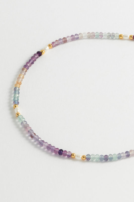 Gemstone Pearl T-Bar Beaded Necklace