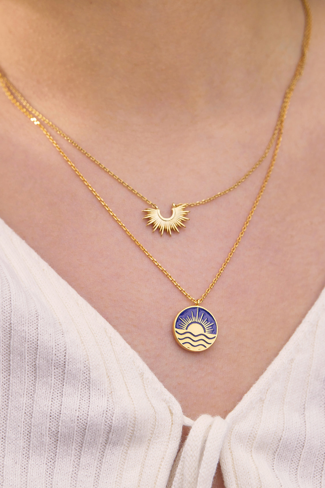 Enamel Sun Pendant Necklace