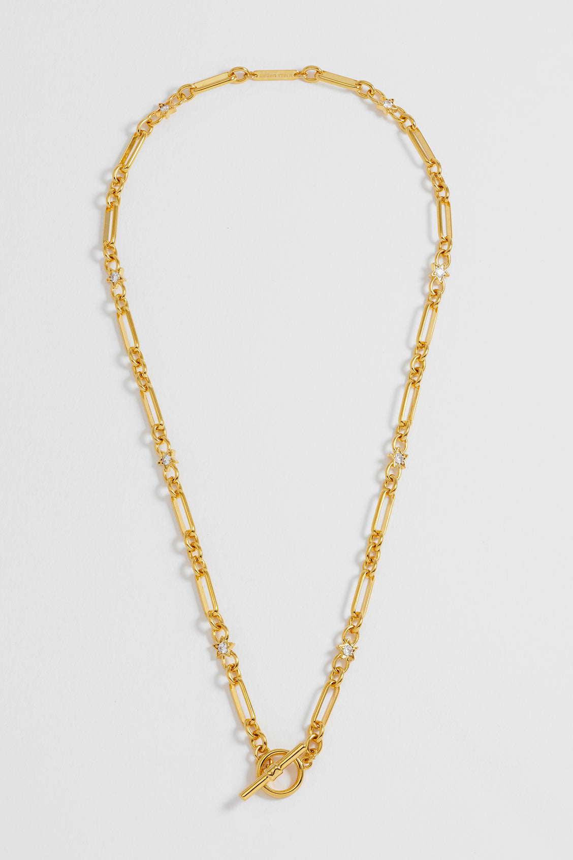 Star Paperclip Link T-Bar Necklace