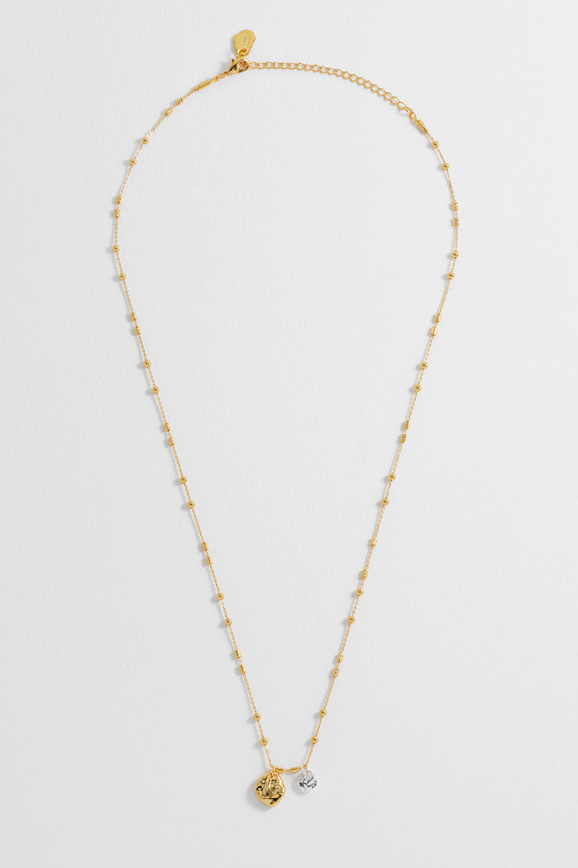 Triple Beaded Chain And Molton Pebbles Necklace