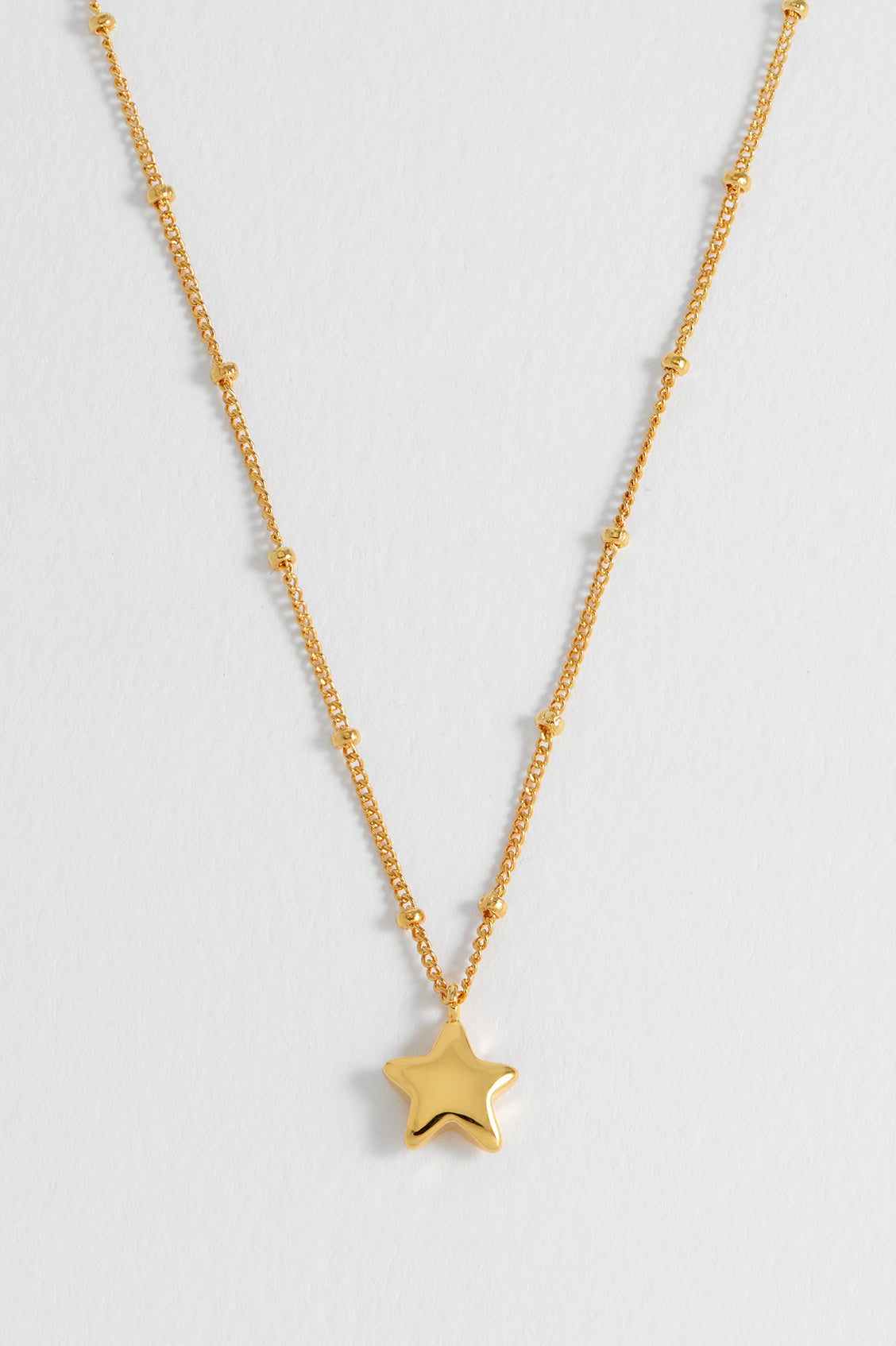 Hand Drawn Star Pendant On Beaded Chain