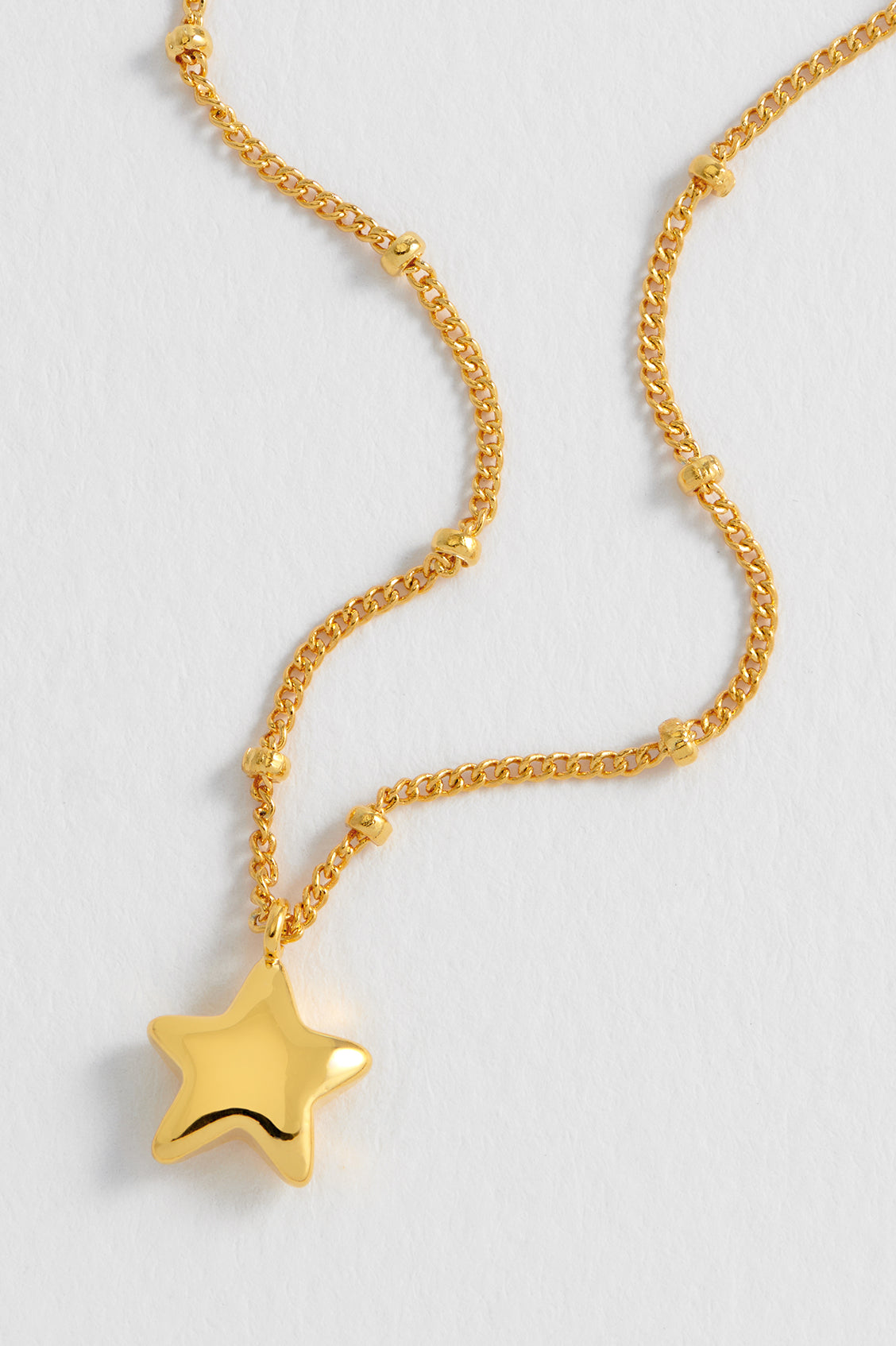 Hand Drawn Star Pendant On Beaded Chain