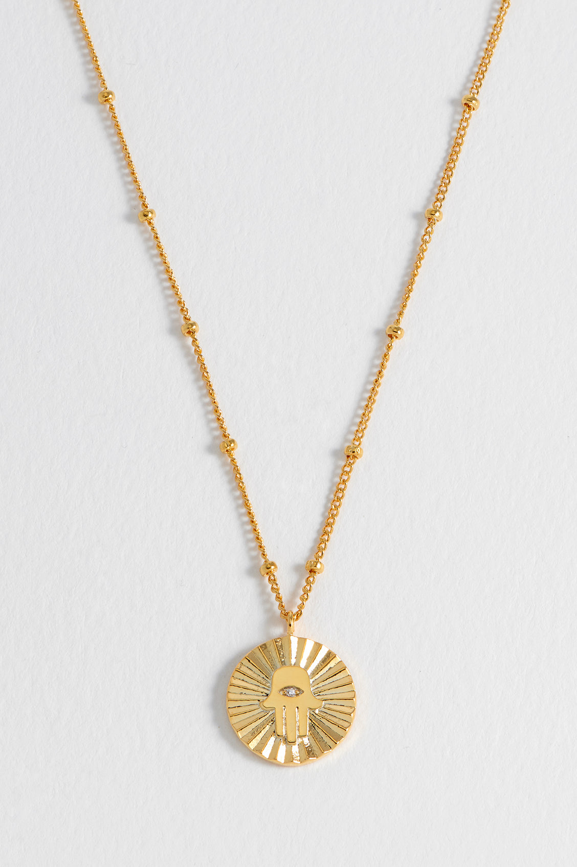 Boho Hamsa Hand Coin Necklace