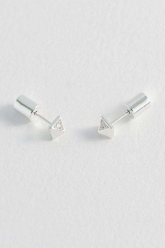 CZ Quilted Inlay Pyramid Studs