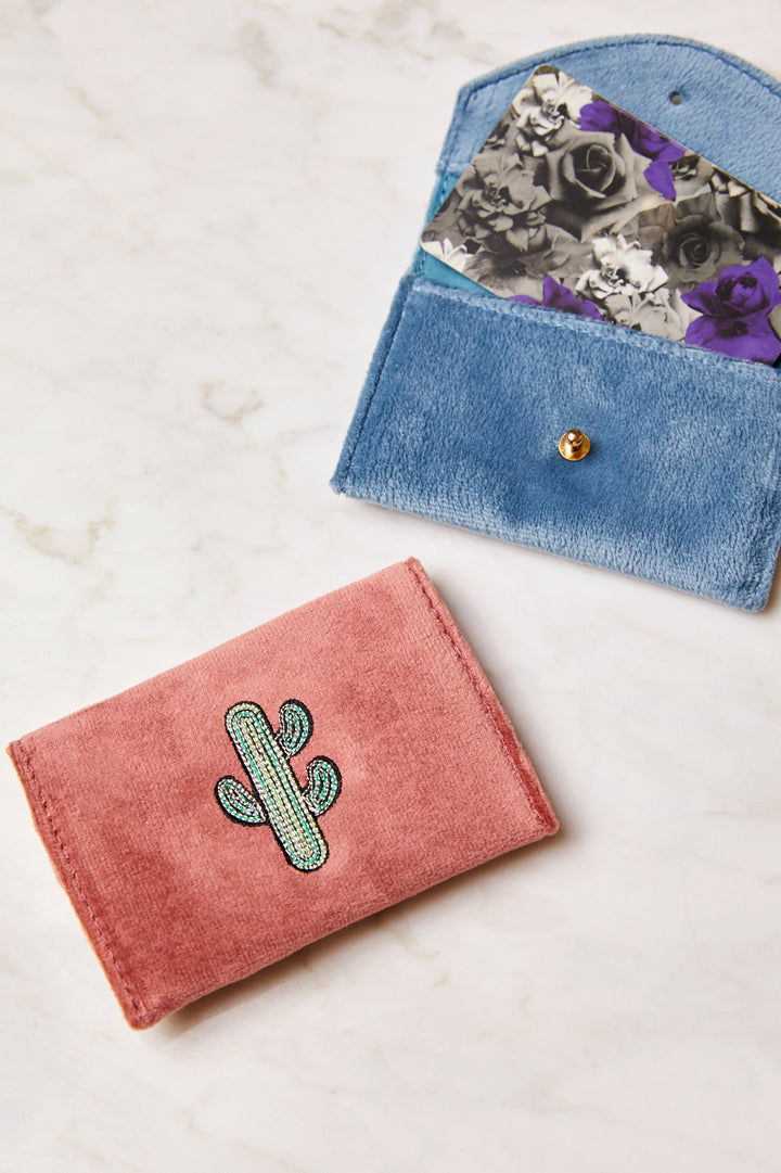 Embroidered Cactus Envelope Card Holder