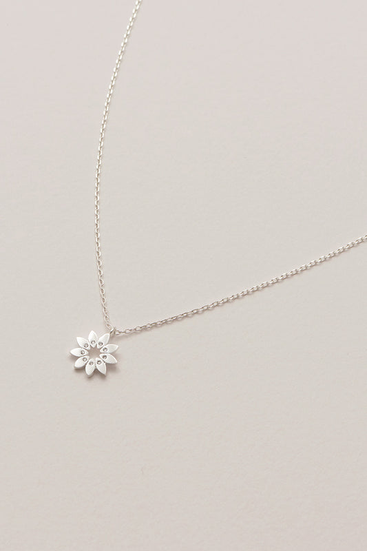 Modern Flower Necklace with CZ
