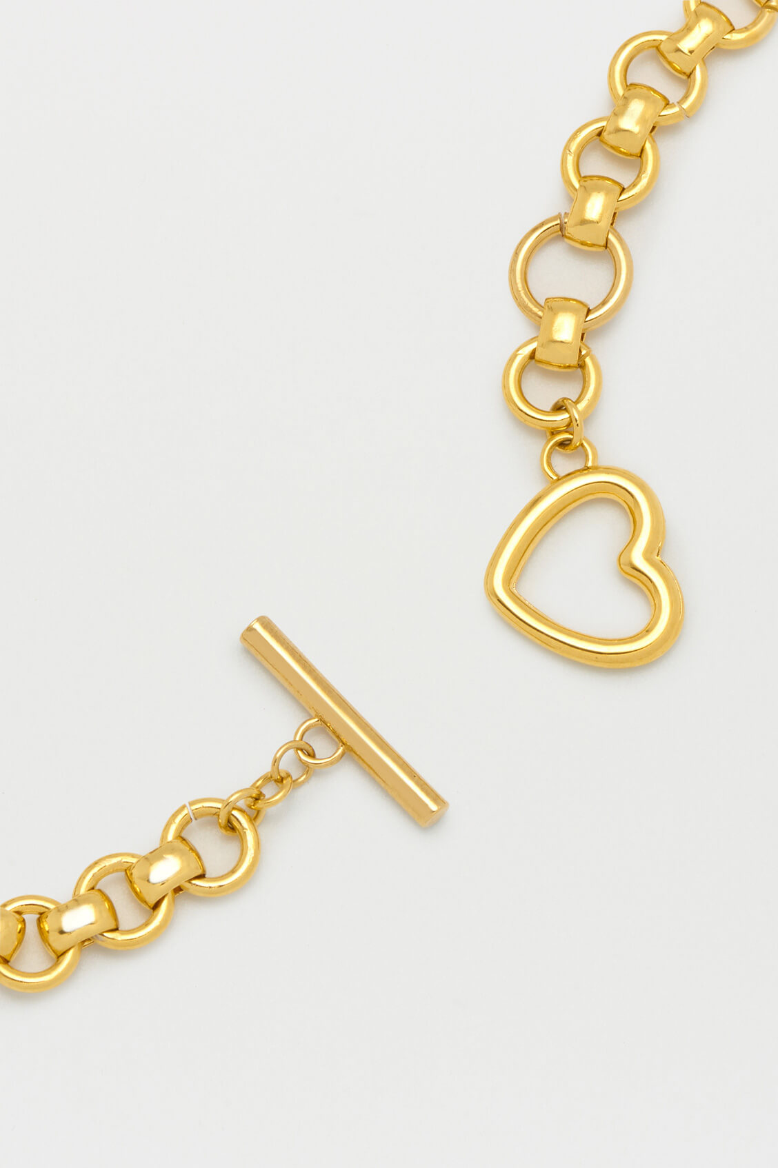 Heart T-Bar Link Chain Bracelet