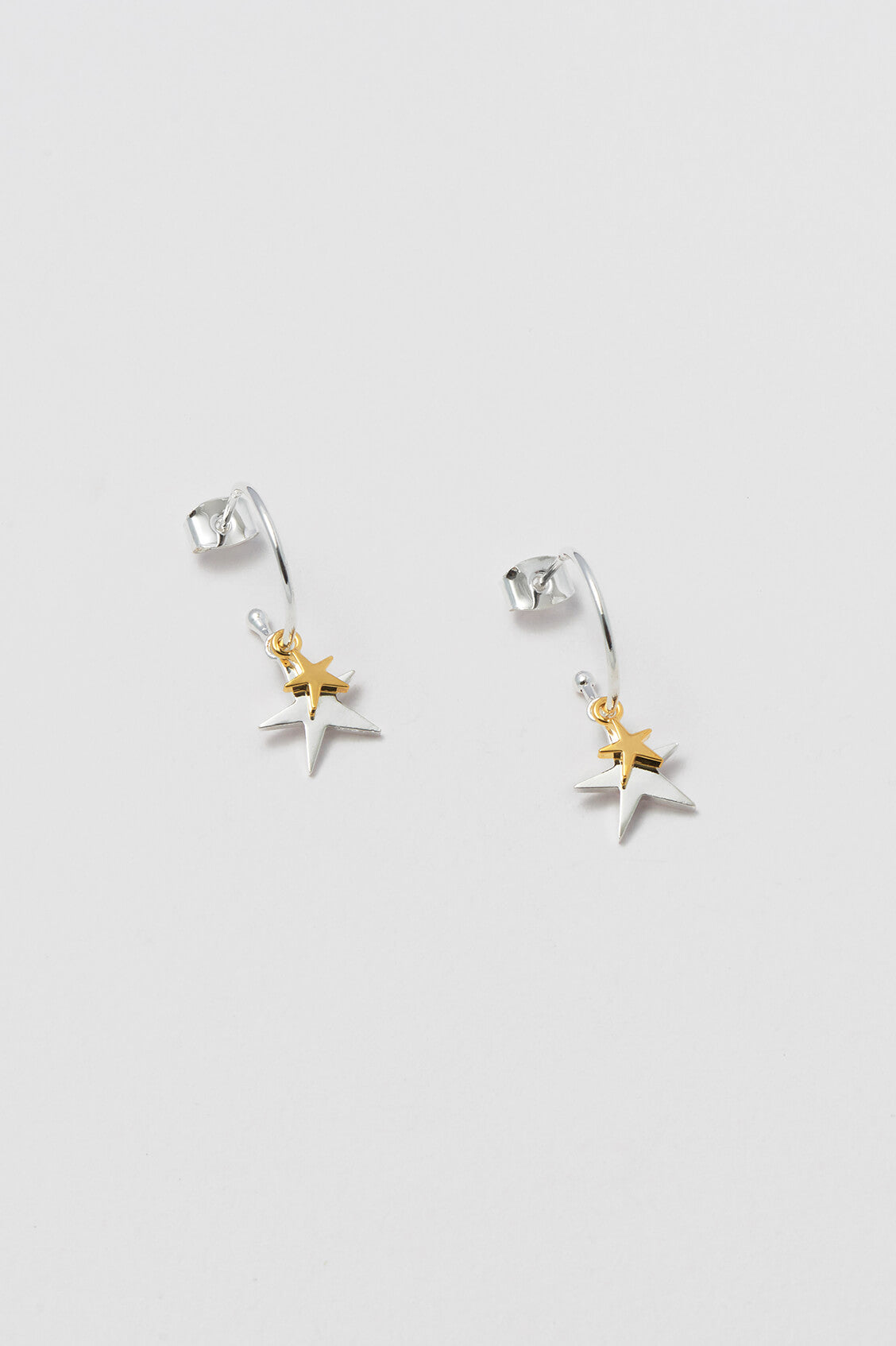 Double Star Drop Hoop Earrings