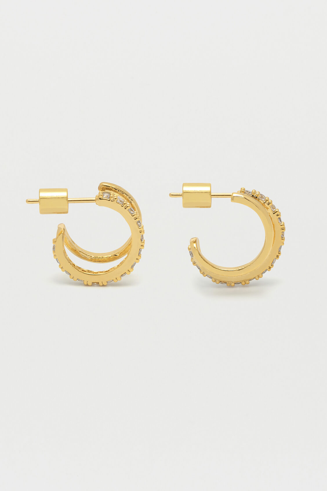 Double Hoop Illusion Pave Earrings