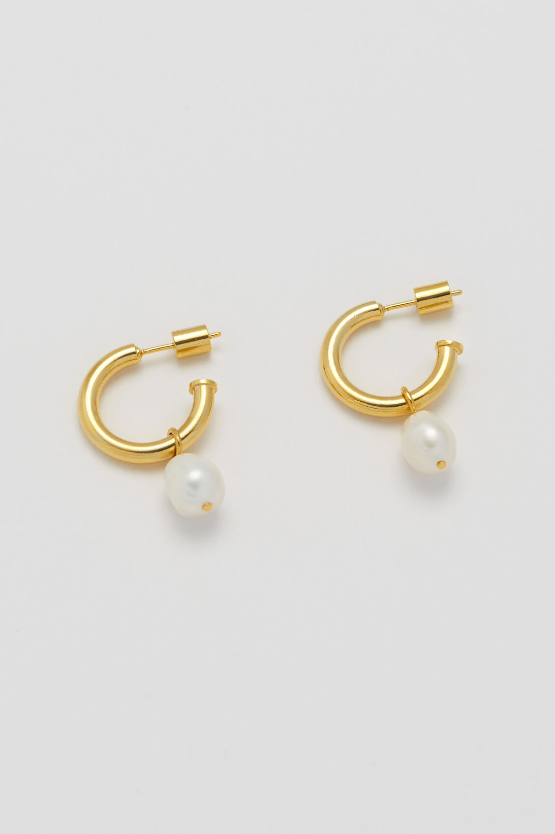 Baroque Pearl Drop Hoop Earrings