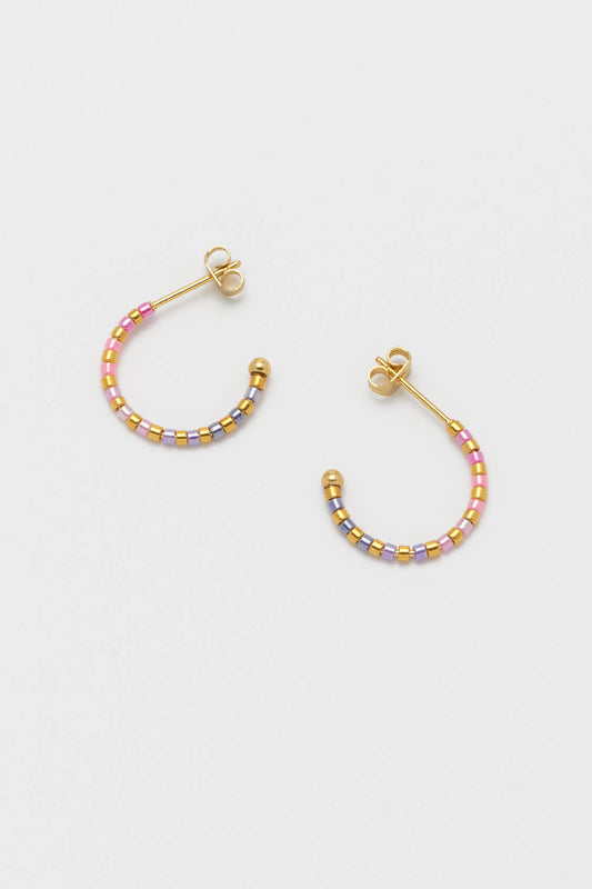 Pink Ombre Beaded Hoop Earrings