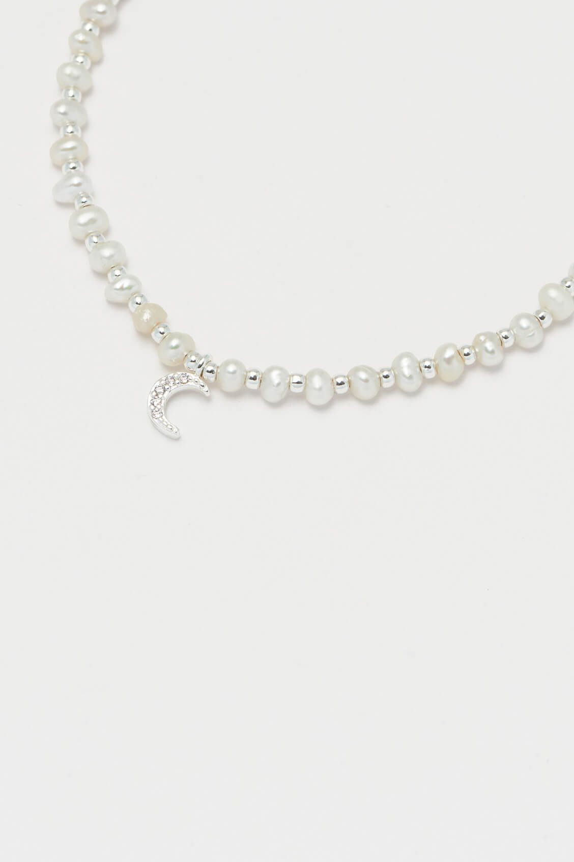 Pave Set CZ Moon and Pearl Amelia Bracelet