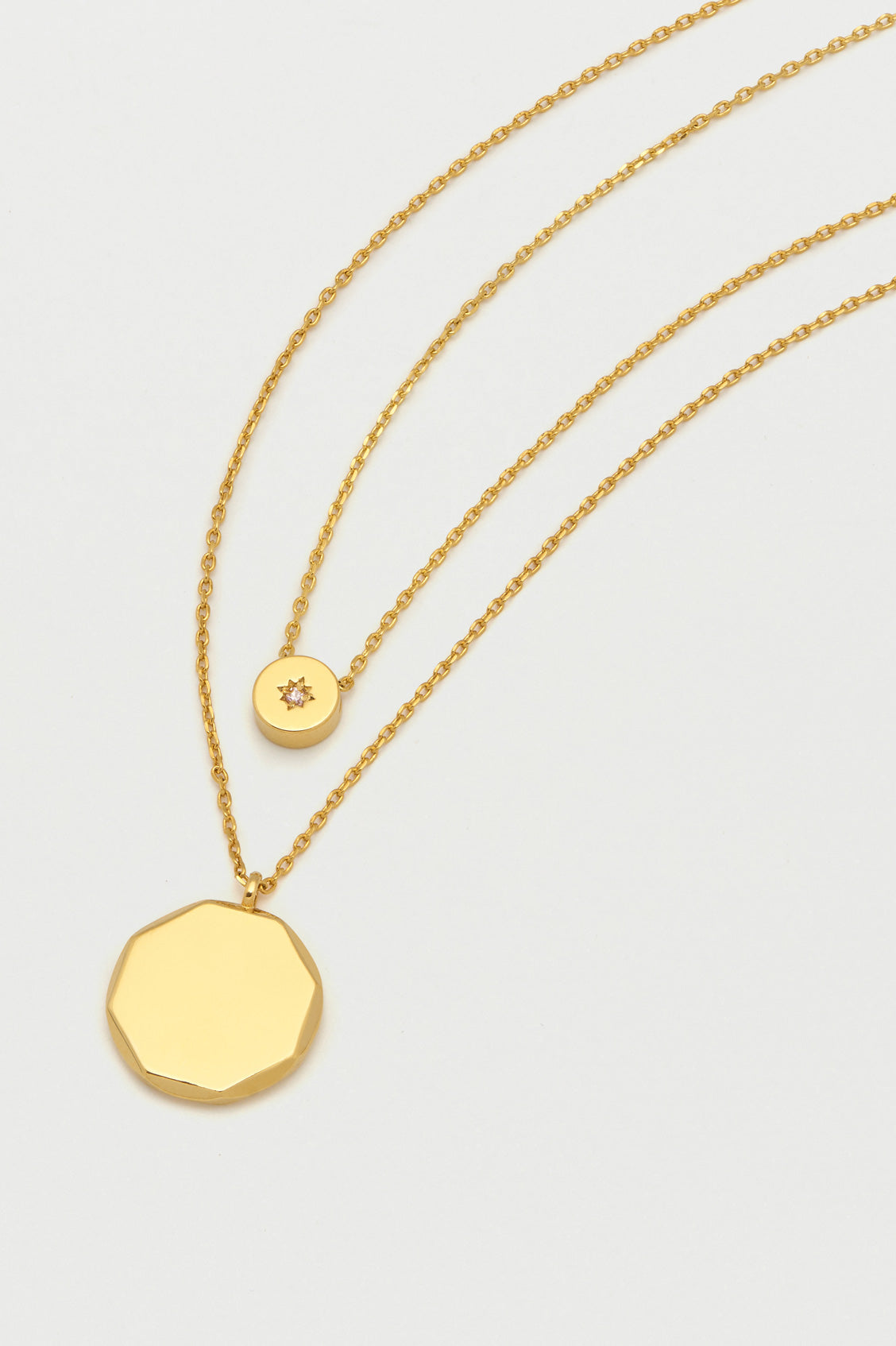 Double Chain CZ Slider and Disc Necklace